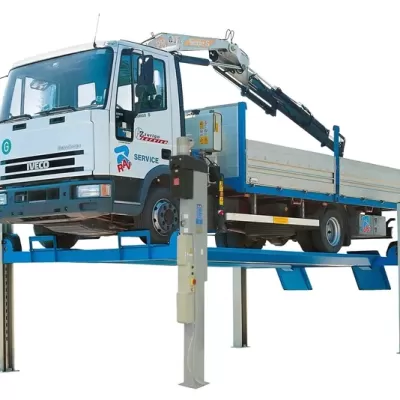 Cầu nâng 4 trụ 8 tấn, bàn nâng phẳng (3 pha, màu xanh)